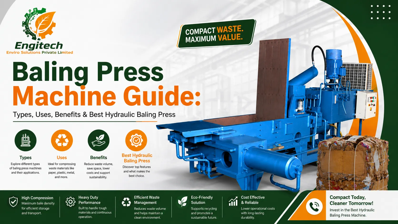 You are currently viewing Baling Press Machine Guide: Types, Uses, Benefits & Best Hydraulic Baling Press